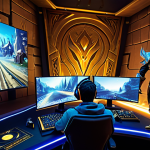 **

A determined League of Legends player, fully focused, wearing a headset, illuminated by a monitor displaying Azir, the Emperor of the Sands, confidently pushing a lane in Summoner's Rift. The scene highlights improved early-game farming. Safe for work, appropriate content, fully clothed, professional gaming setup, perfect anatomy, natural proportions, high-quality render, well-lit gaming room, focus on the champion and player interaction. Includes Cyrillic text overlays displaying "Azir Buff!" and "Early Game Gold."

**