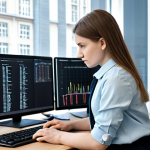 **

A professional programmer, [Gender - adaptable based on trends in Russia, e.g., "a young woman"], working on a complex coding project in a modern, well-lit Moscow office. She is wearing a stylish but modest business casual outfit - perhaps a blouse and trousers or a knee-length skirt and blazer.  Several monitors display lines of code.  The atmosphere is focused and productive.  Perfect anatomy, well-formed hands, proper finger count, natural pose. Safe for work, appropriate content, fully clothed, professional. High quality, detailed, realistic lighting.

**