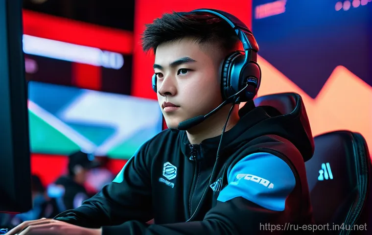 발로란트 글로벌 토너먼트 - **Prompt:** A young, determined professional Valorant esports player, wearing a sleek, futuristic te...