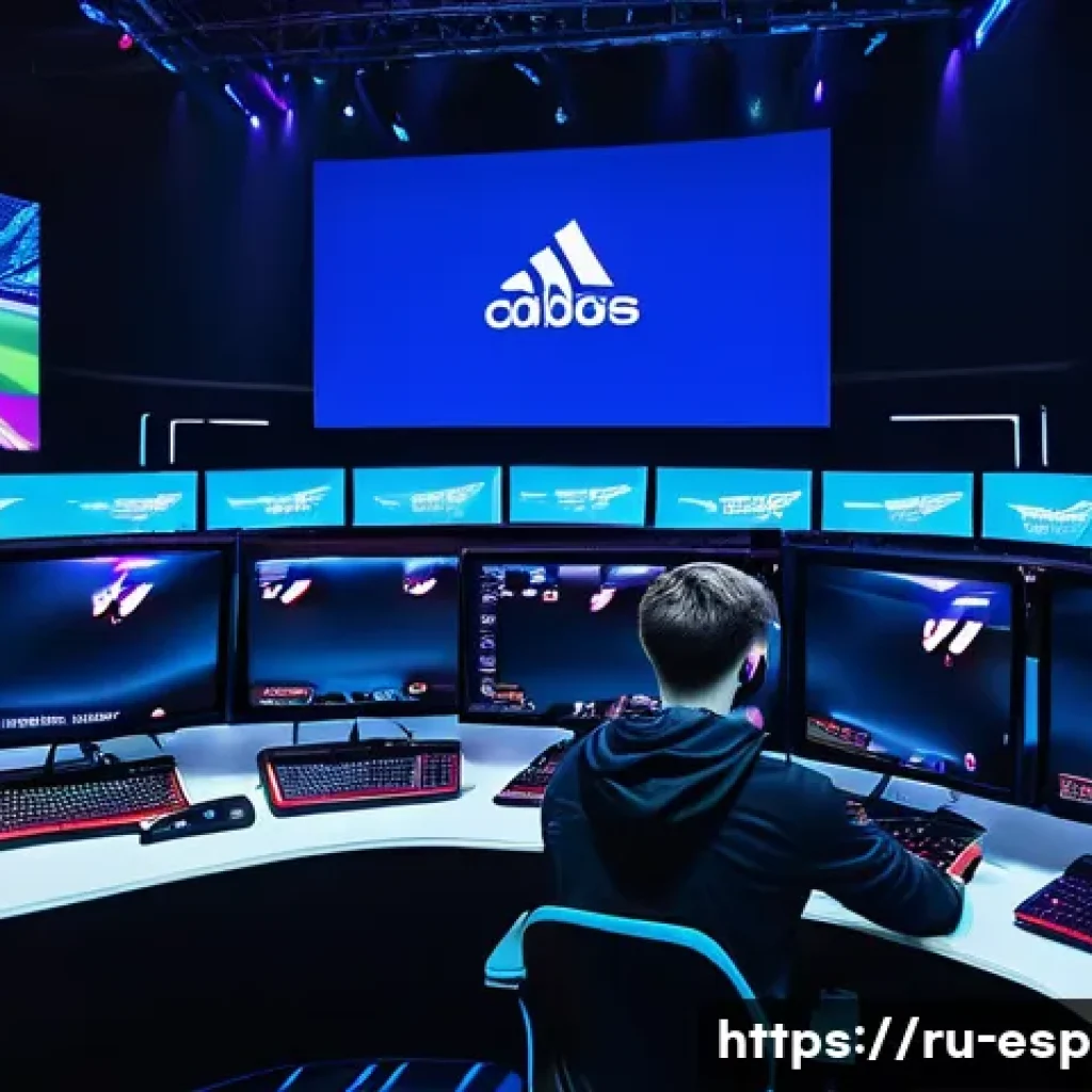 e스포츠의 글로벌 성장 - A high-tech esports gaming arena in Russia featuring modern gaming setups with powerful computers, R...