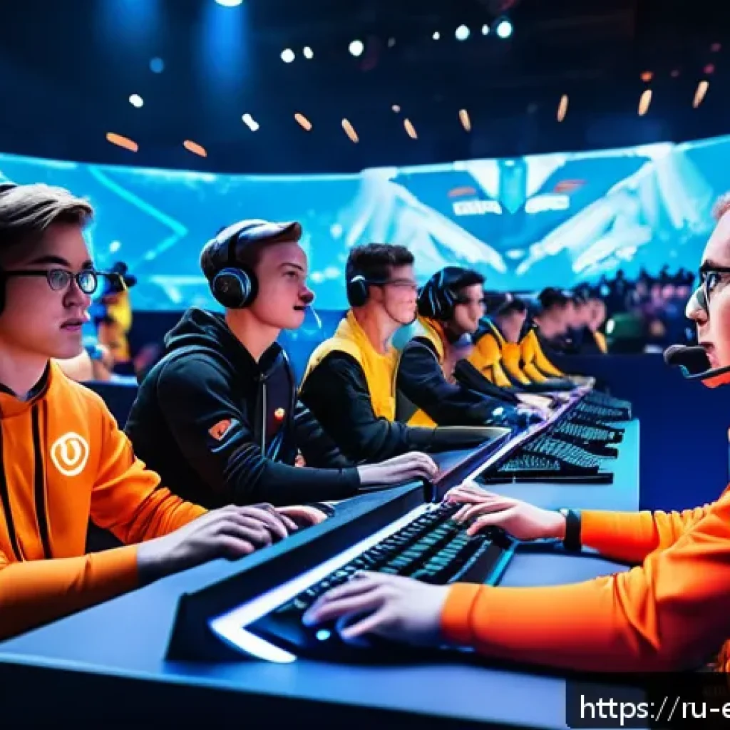 2023 오버워치 월드컵 예상 - A dynamic esports team scene featuring a diverse group of young professional Overwatch players in hi...